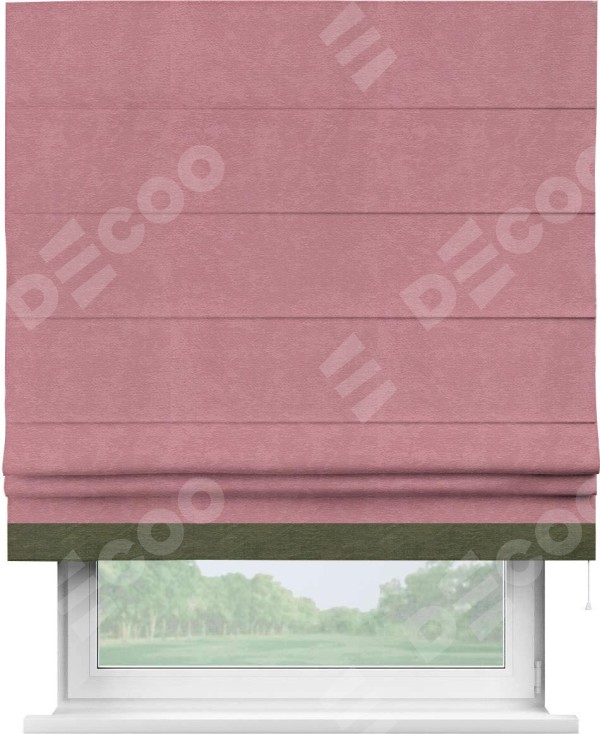 Римская штора «Кортин» с кантом Джестер, для проема, ткань софт однотонный розовый