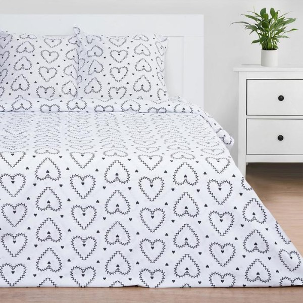 Постельное белье Этель Евро Grey heart 200*217 см, 240*220 см, 70*70 см - 2 шт