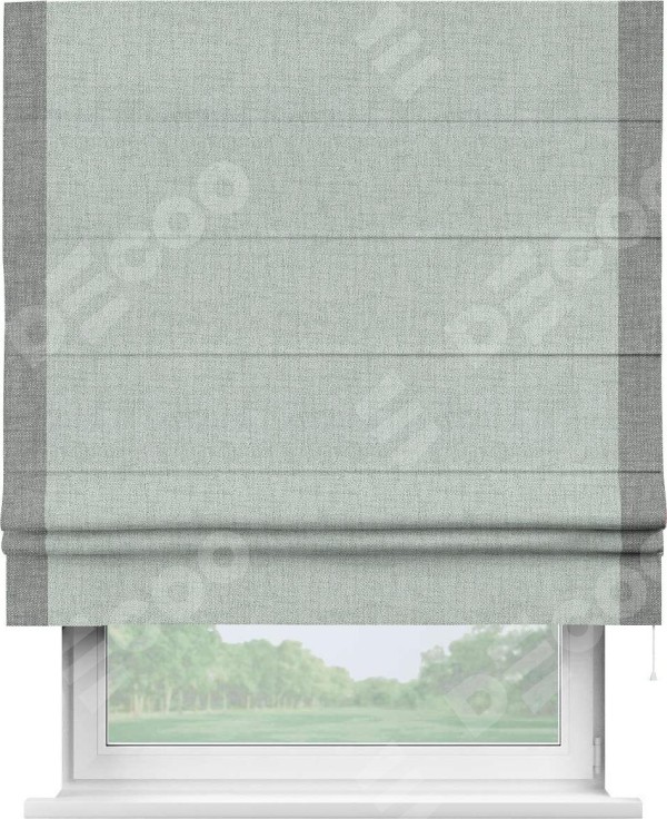 Римская штора «Кортин» с кантом Стрим Дуо, для проема, ткань рогожка димаут, серый